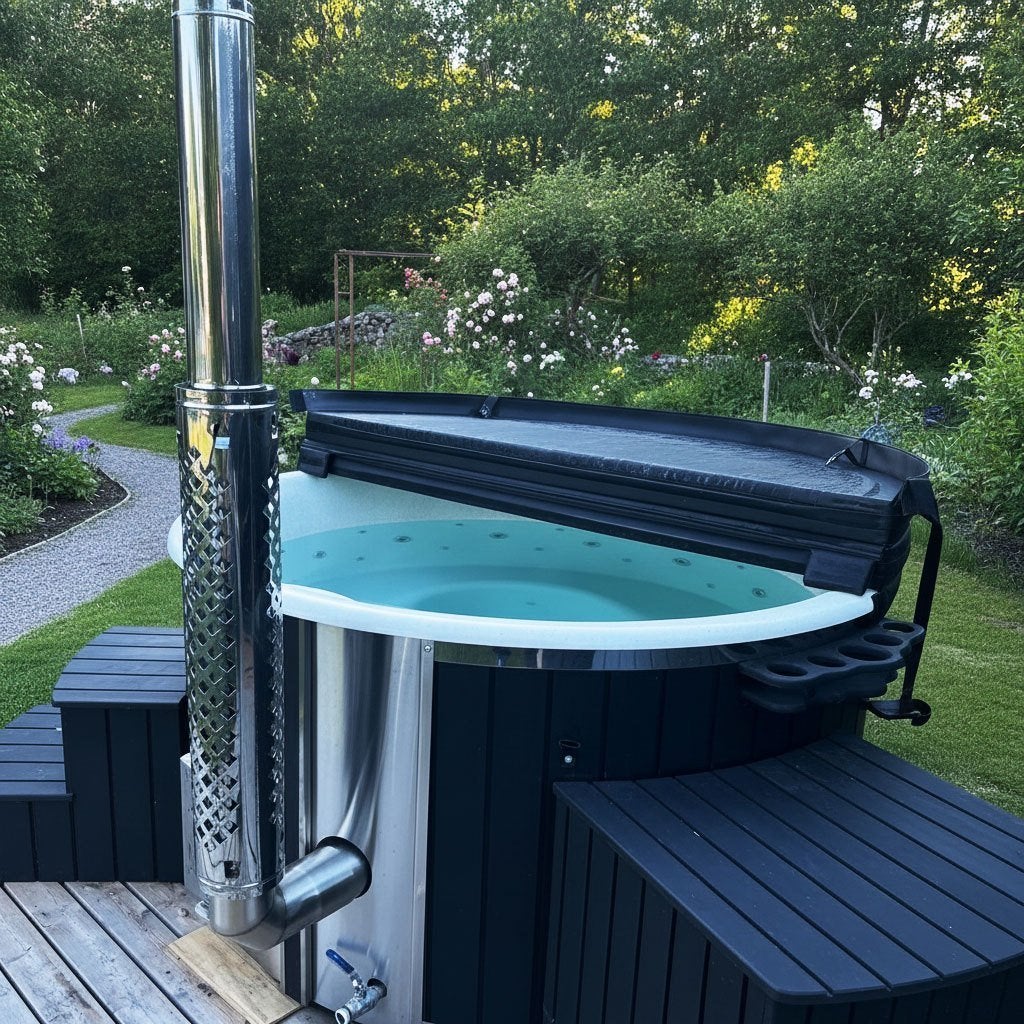 Nieuwe houtgestookte hottub met 2 jaar garantie, Jardin & Terrasse, Enlèvement ou Envoi, Neuf, Pompe