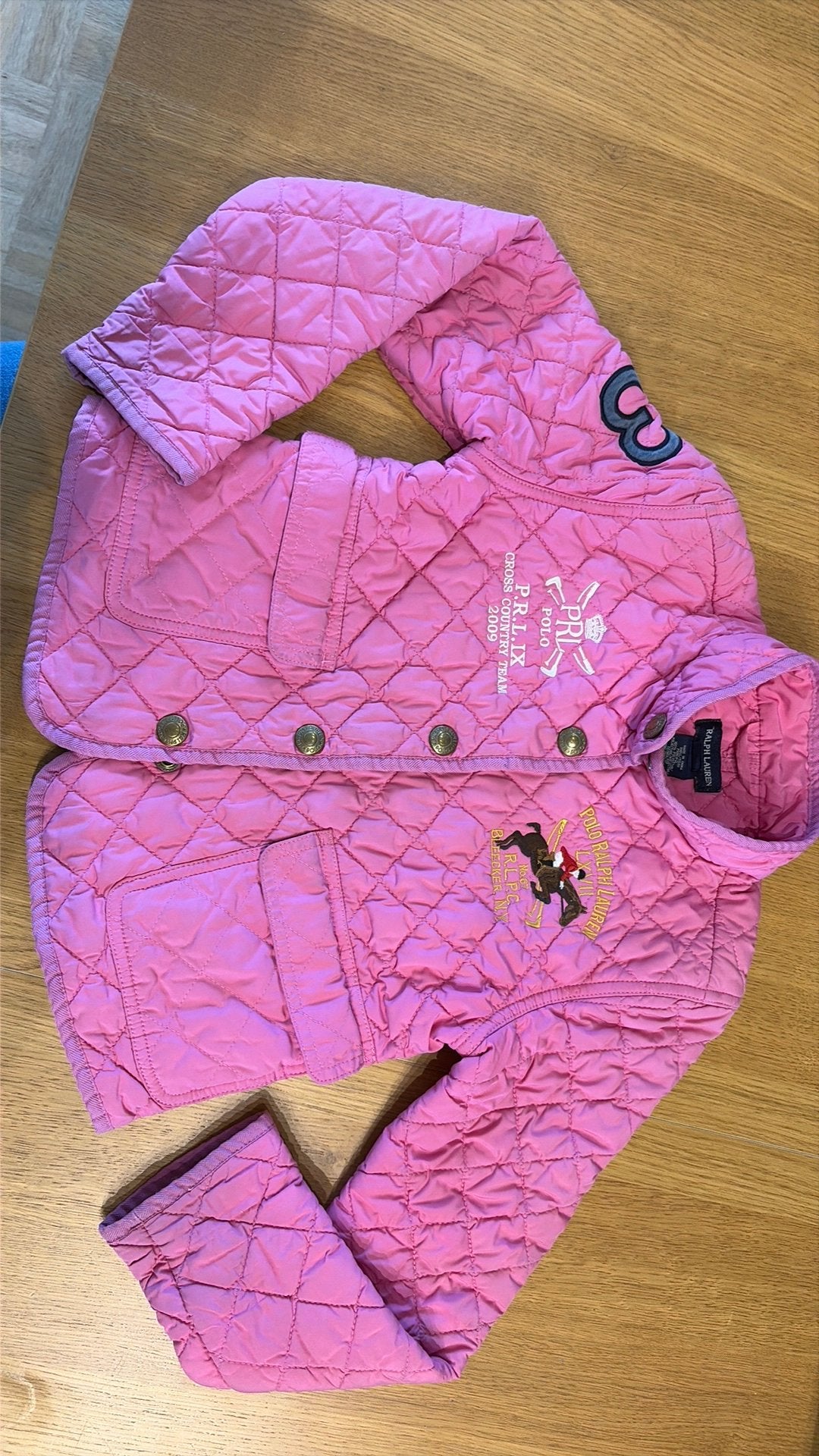 Polo Ralph Lauren meiden jas / ruitjes gewatteerd / roze, Kinderen en Baby's, Ophalen, Gebruikt, Meisje, Jas
