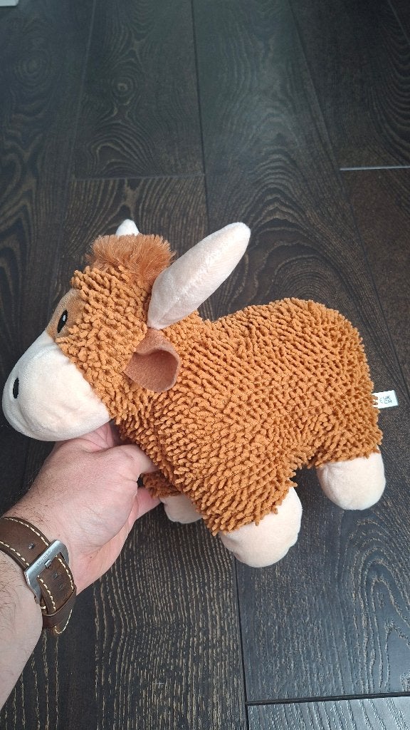 Peluche taureau marron/vache des Highlands avec cornes, Enlèvement ou Envoi, Comme neuf