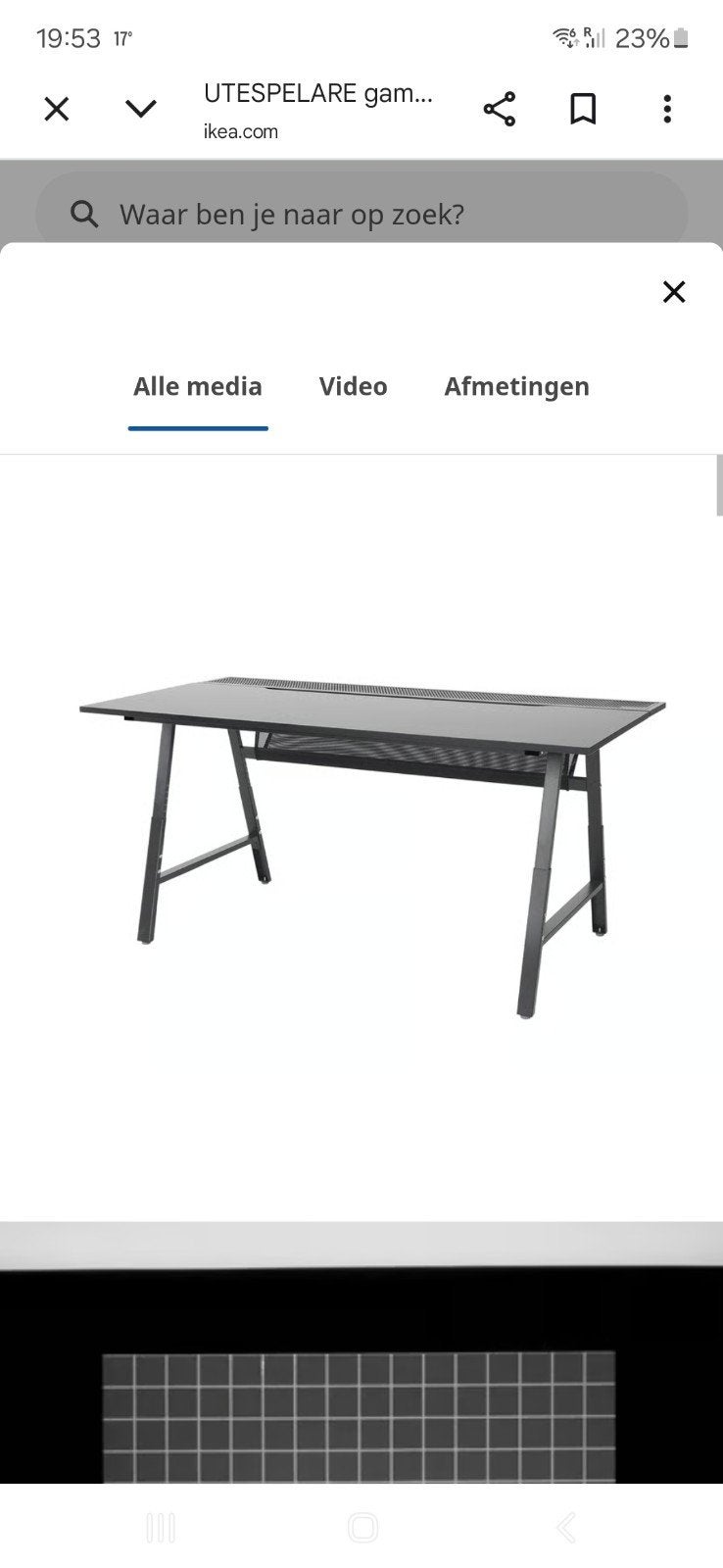 ikea Gamebureau Utespelare, Huis en Inrichting, Ophalen, Zwart, 160 cm, Metaal