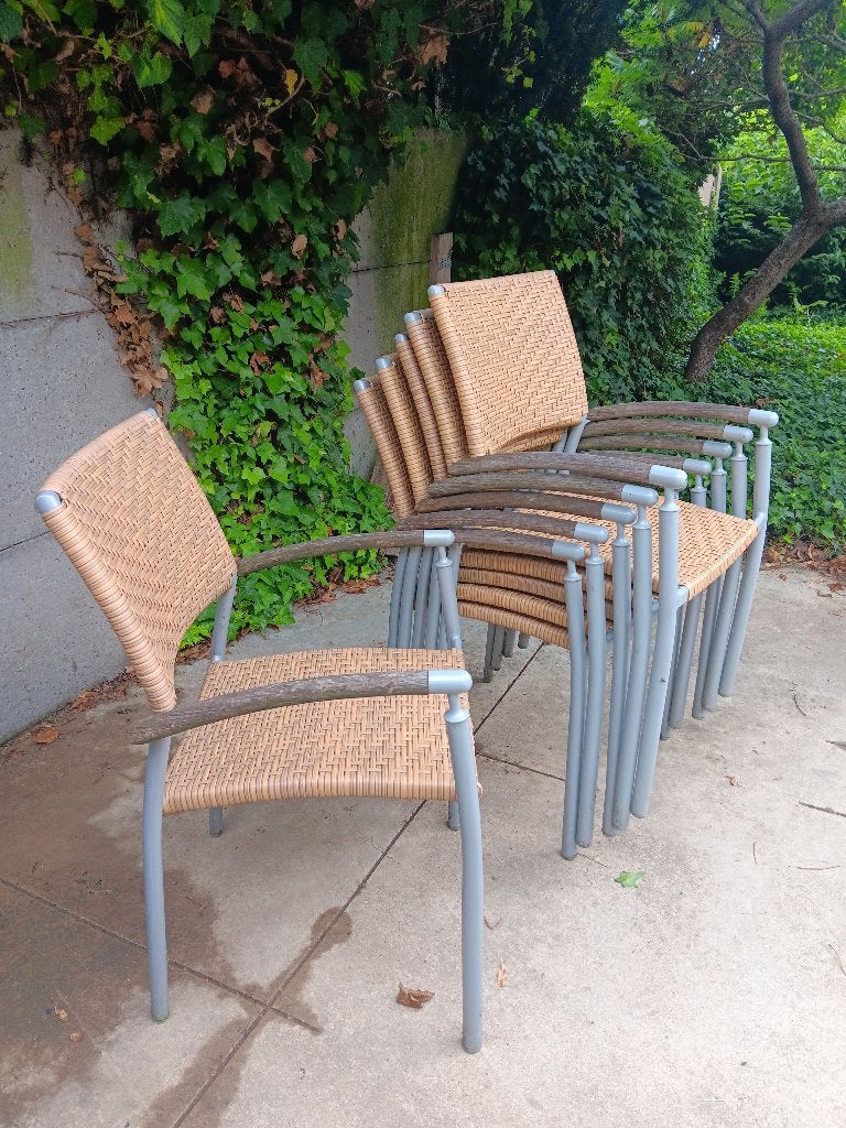 6 tuinstoelen, Ophalen, Gebruikt, Aluminium, Stapelbaar