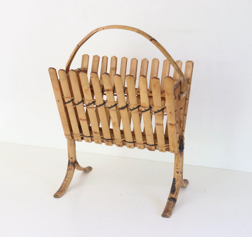 Vintage Bamboe Krantenbak, Huis en Inrichting, Woonaccessoires | Krantenbakken en Lectuurbakken, Krantenbak, Ophalen of Verzenden