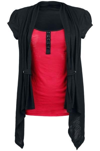 Trompe-l'oeil T-shirt 2in1 Vest Look zwart-rood M nieuw, Kleding | Dames, T-shirts, Maat 38/40 (M), Nieuw, Ophalen of Verzenden
