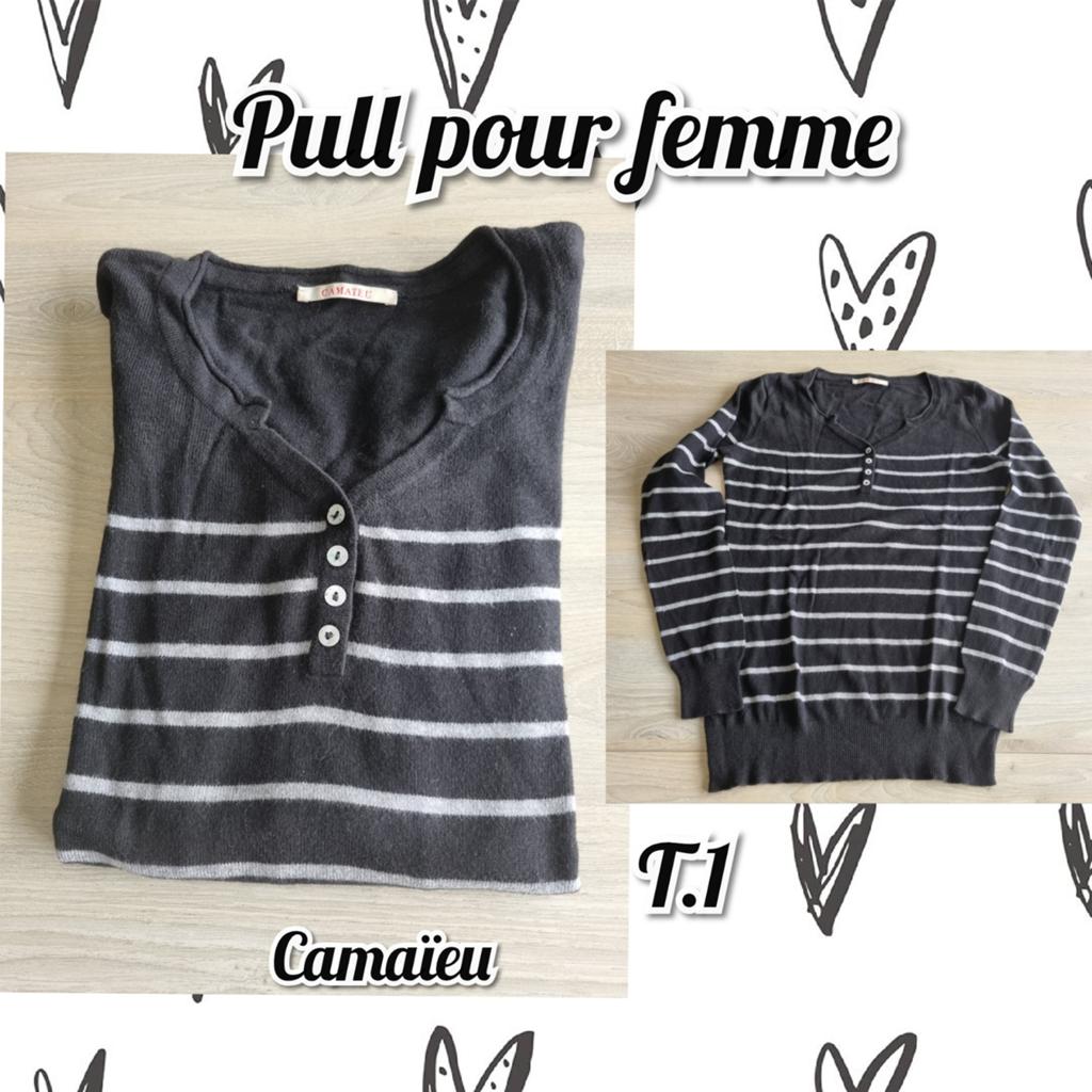 Pull ML pour femme-noir/gris-Camaïeu-T.1, Vêtements | Femmes, Camaieu, Enlèvement ou Envoi, Porté, Noir