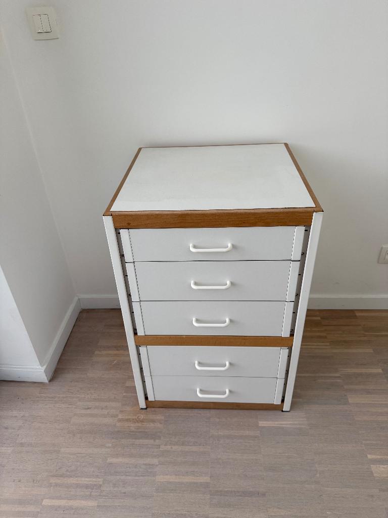 Caisson à tiroirs blanc Kewlox + bois naturel, Maison & Meubles, Armoires | Étagères, Utilisé, Enlèvement