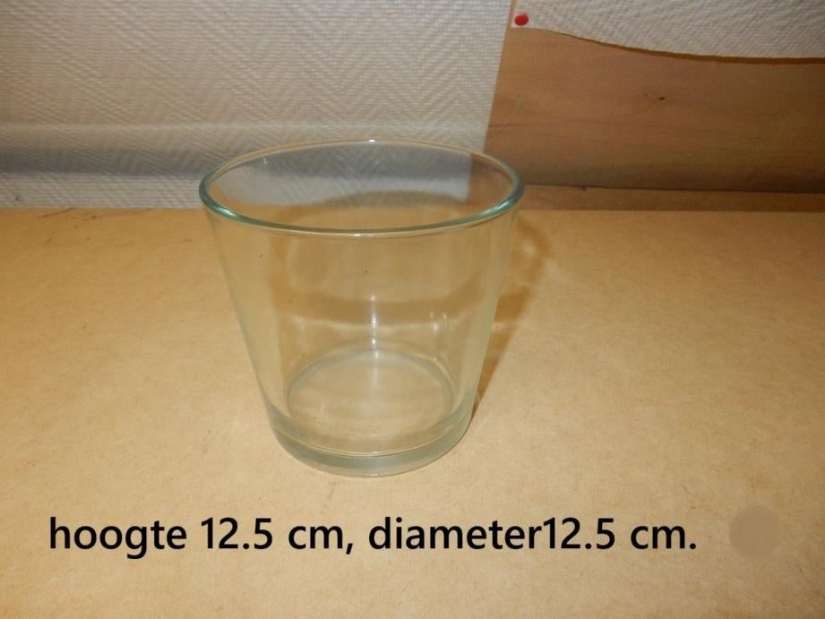 nr.57- Ronde glazen bloempot, Ophalen, Overige materialen, Rond, Binnen