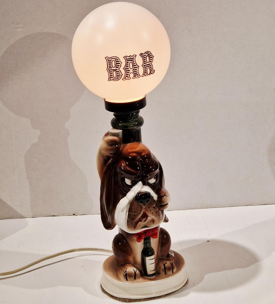 Vintage bar lamp , bulldog hond tafellamp,  the last shot, Ophalen of Verzenden, Huis en Inrichting