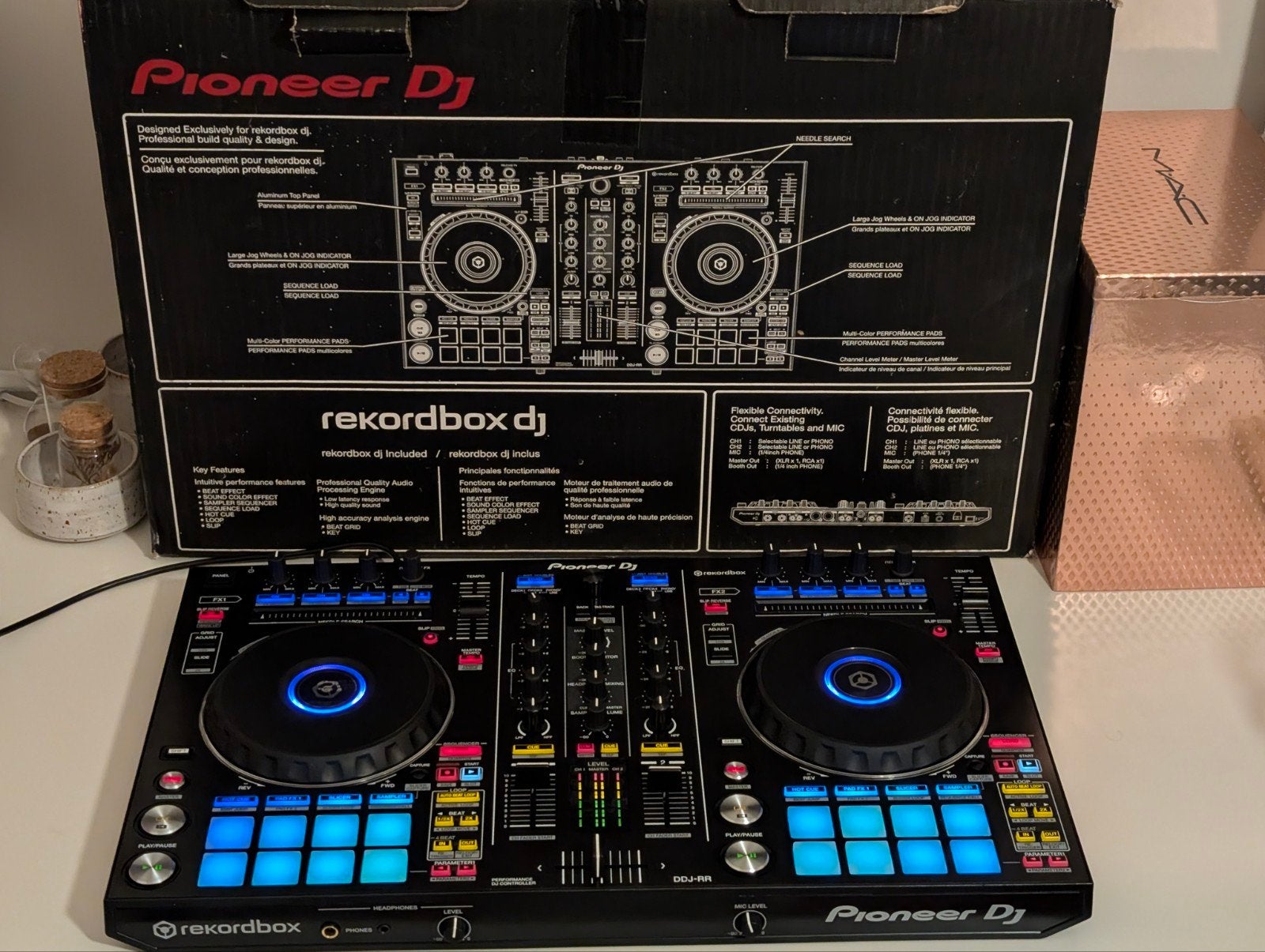 Pioneer DDJ-RR + Rekordbox laptop + headphones, Muziek en Instrumenten, Ophalen of Verzenden, Gebruikt, Draaitafel, Pioneer