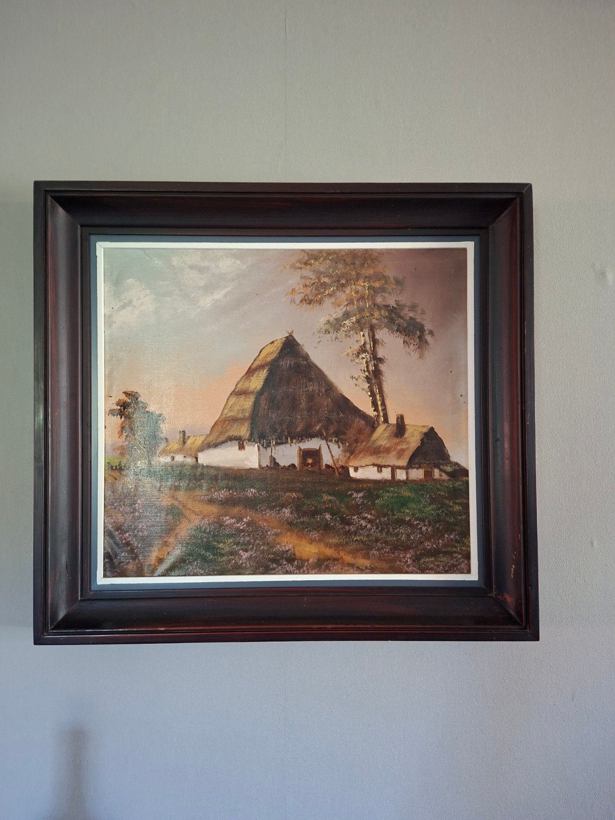 schilderij oude schuur, Enlèvement, Peint à la main, Paysage, Toile