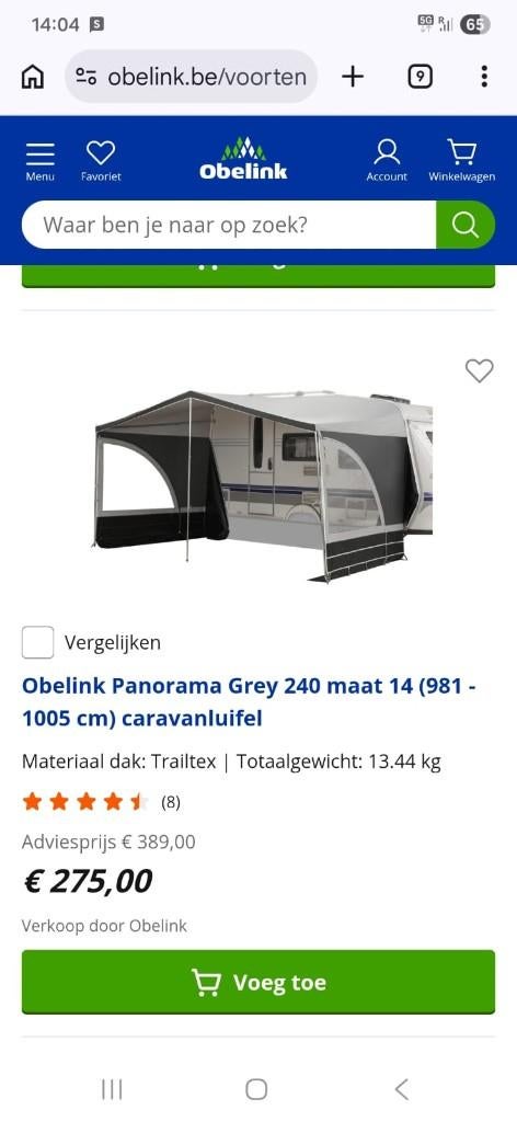 Luifel caravan, Ophalen, Zo goed als nieuw, Overige merken