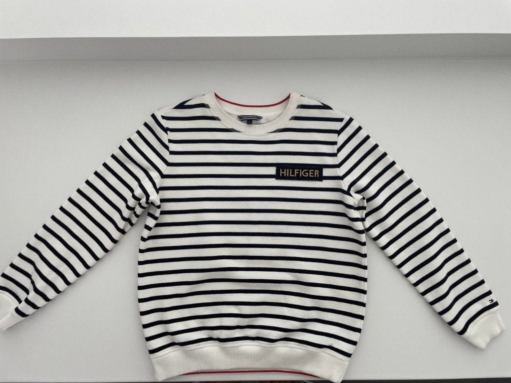 Wit/blauw gestreepte sweater van Tommy Hilfiger maat xs, Kleding | Dames, Wit, Ophalen of Verzenden, Zo goed als nieuw, Maat 34 (XS) of kleiner
