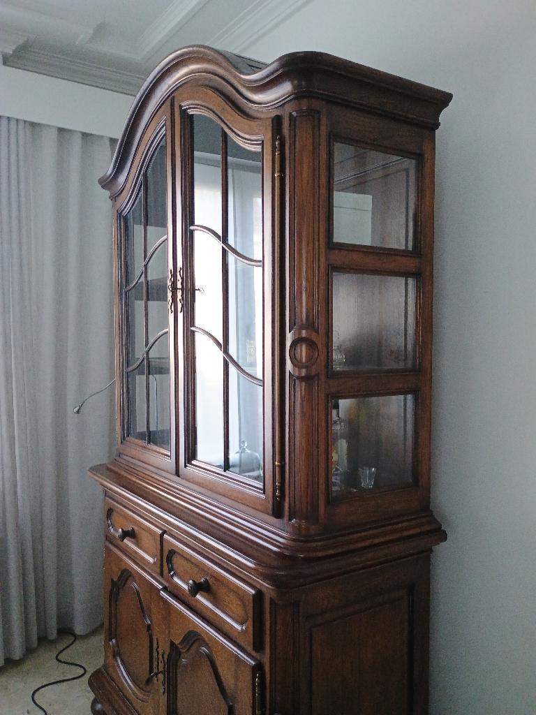 boekenkastkast eik met glasdeuren, Chêne, Avec tablette(s), Klassiek  landelijk, 100 à 150 cm