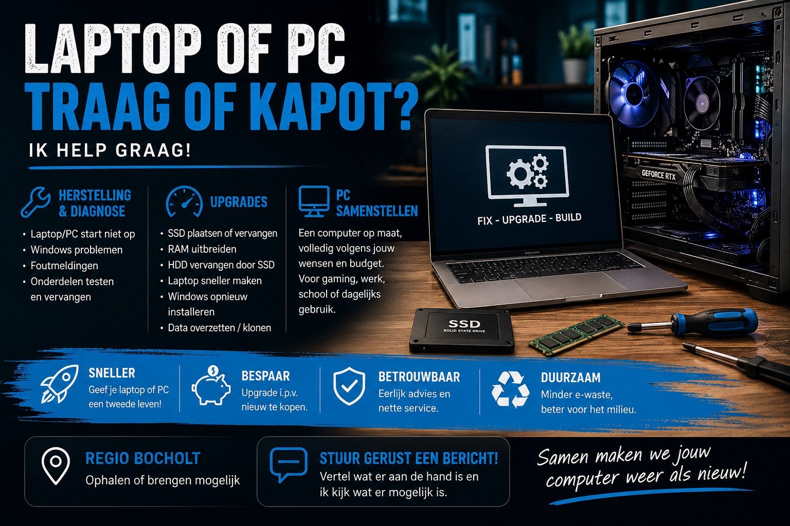 Laptop/PC herstellen, samenstellen of upgraden, Computers en Software, Besturingssoftware, Ophalen of Verzenden