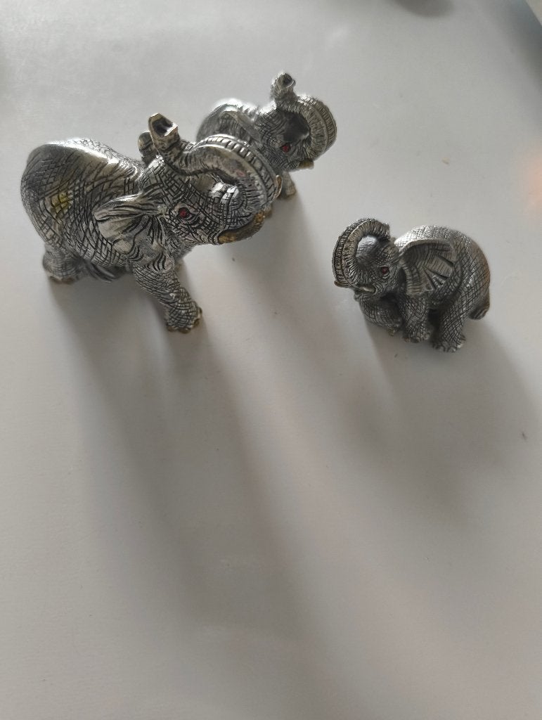 3 éléphants en argent - Argent 925 italien authentique, Enlèvement, Argent