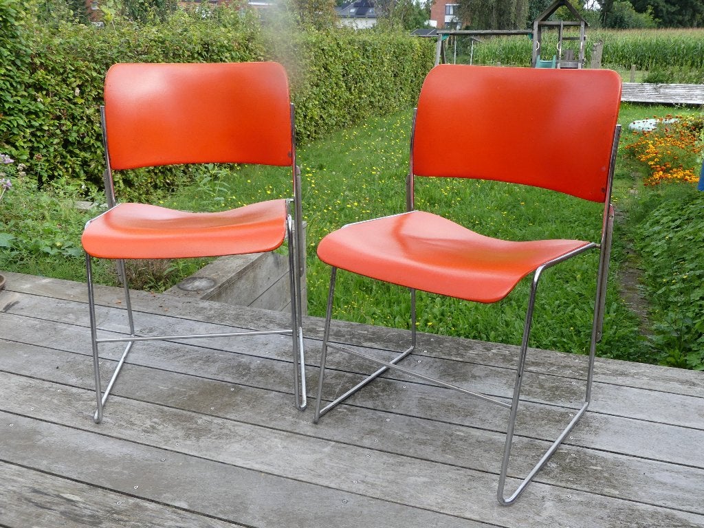 Stoelen David Rowland 40/4 - set van 8 - oranje, Ophalen