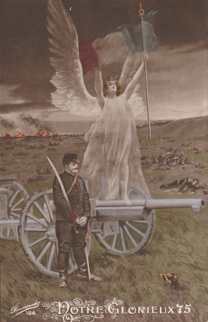 MILITAIR  FANTASIE -  Soldaat bij Kanon en Engel, Verzamelen, Verzenden, Ongelopen, Overige thema's
