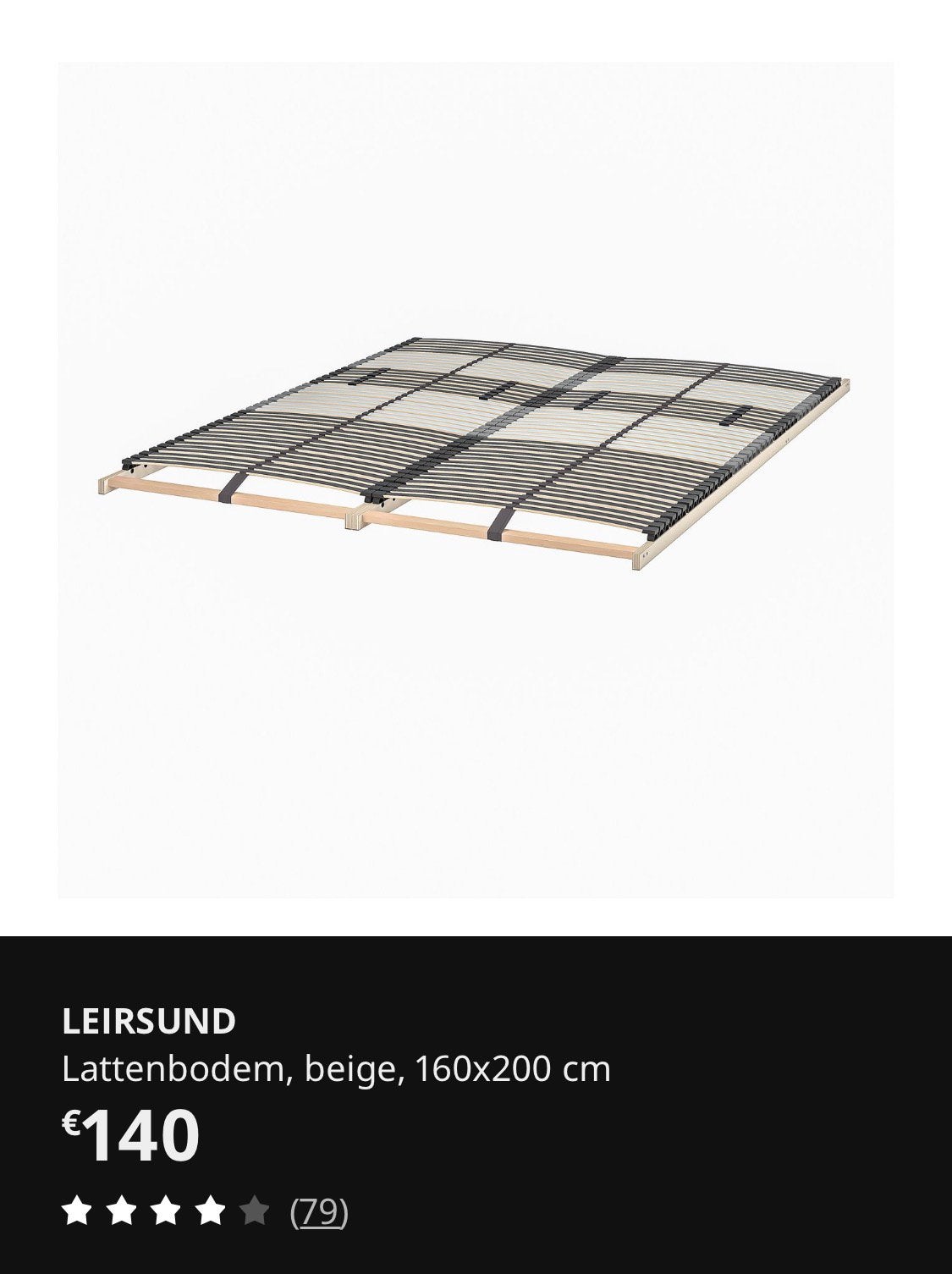 Deux cadres à lattes Ikea Leirsund 80 x 200, Enlèvement, Comme neuf