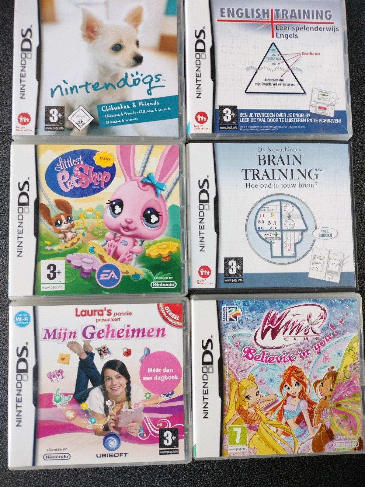 Nintendo DS oa: Nintendogs; Winx; Englisch Training; Laura's, Games en Spelcomputers, Spelcomputers | Nintendo 2DS en 3DS, Ophalen of Verzenden