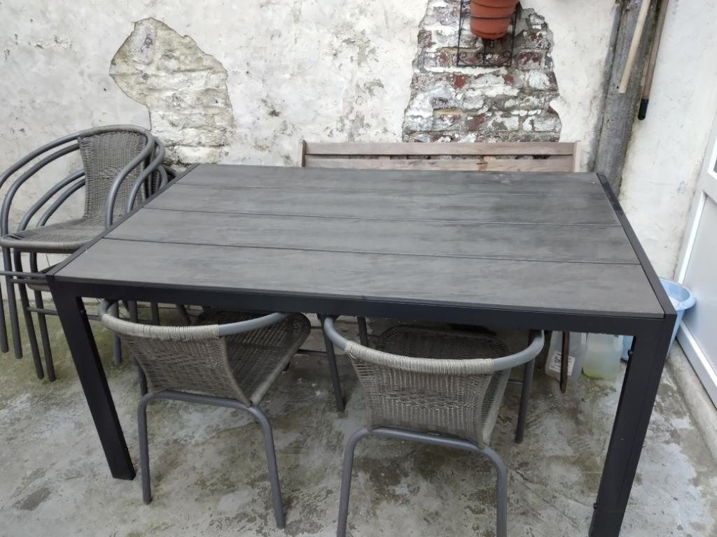 Table de jardin grise, Tuin en Terras, Tuintafels, Ophalen, Gebruikt, Rechthoekig, Plastic