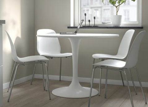 Ronde witte tafel IKEA, Huis en Inrichting, Ophalen, Gebruikt