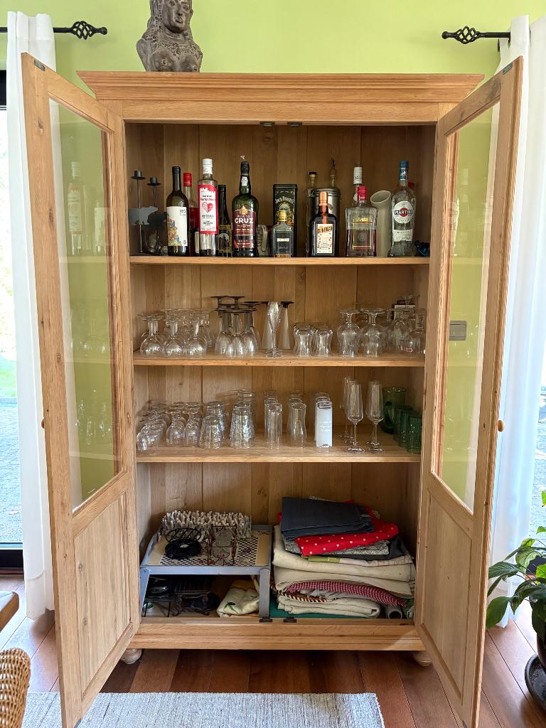 Ensemble buffet et vitrine, Avec tiroir(s), Chêne clair massif, Enlèvement, Utilisé