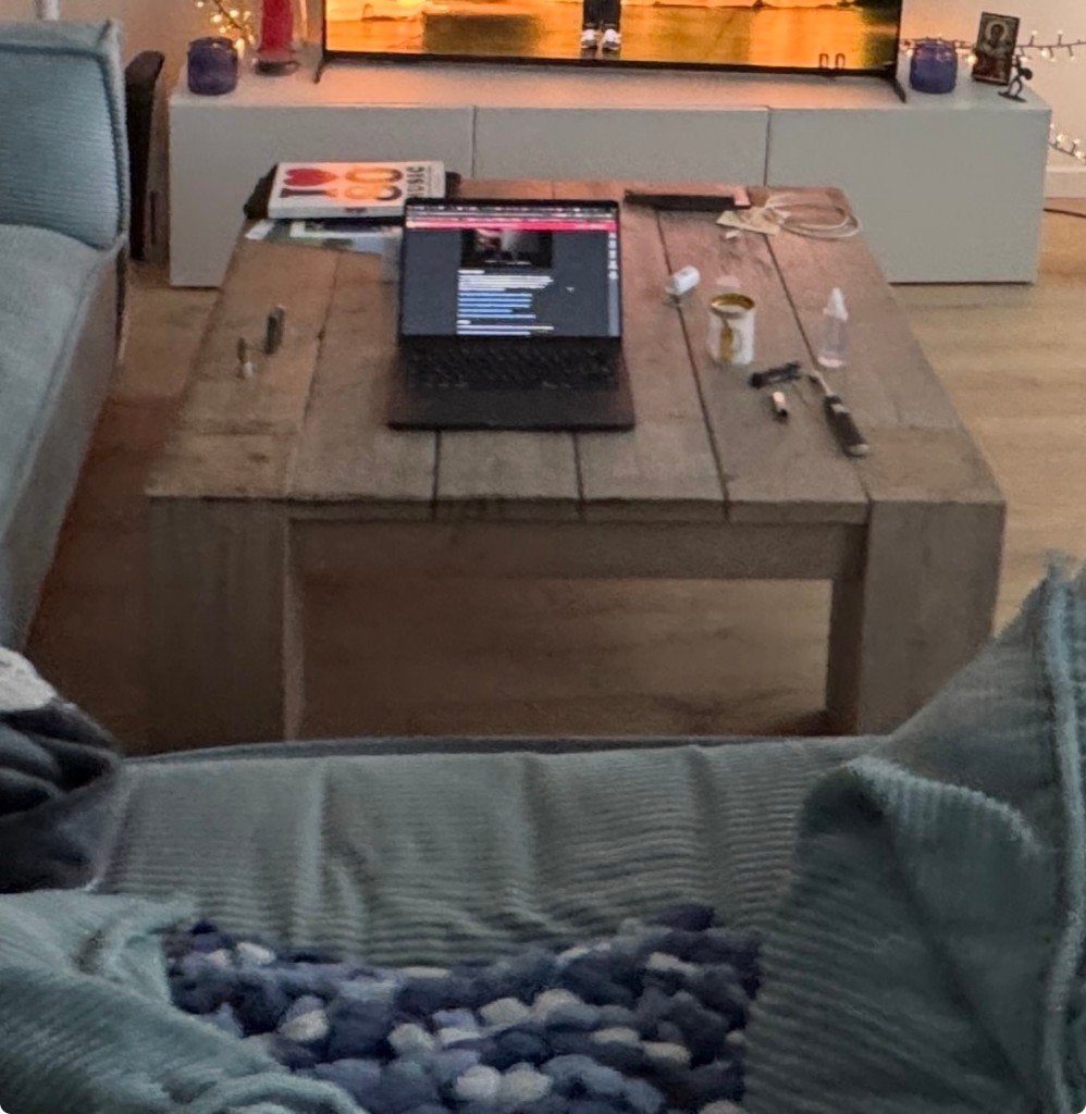 salontafel in steigerhout (100x100cm), Huis en Inrichting, Ophalen, Gebruikt, 50 tot 100 cm, Vierkant