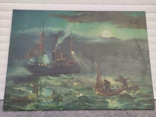huile sur toile marine signe a van spaandonck, Ophalen of Verzenden, Doek