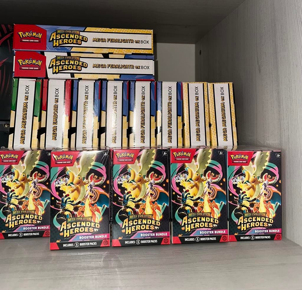 Pokémon Ascended Heroes 11 Booster Bundles +10 Mega ex Boxen, Ophalen of Verzenden, Nieuw, Booster