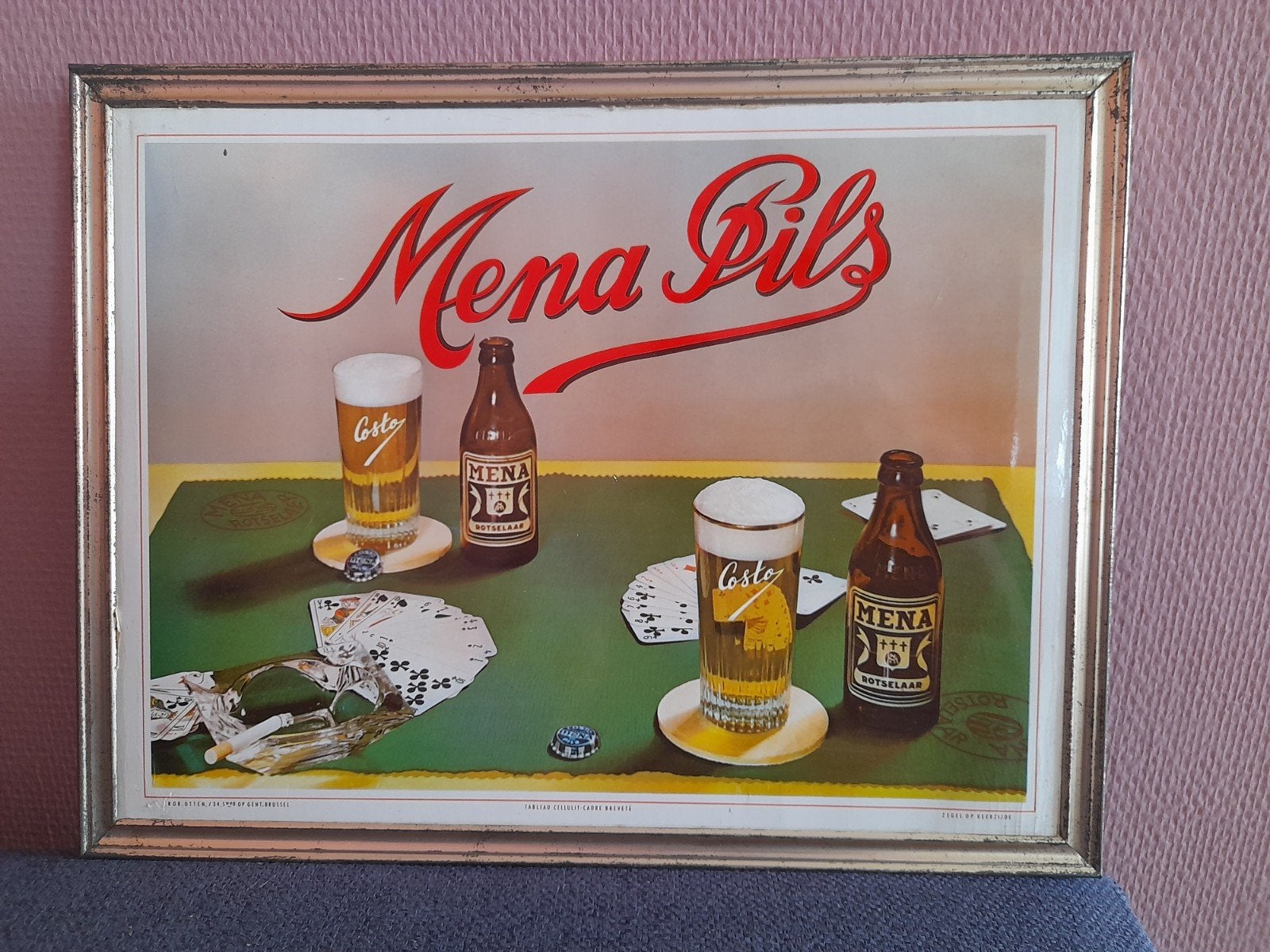 Kartonnen bord  mena pils Rotselaar, Verzamelen, Biermerken, Ophalen of Verzenden