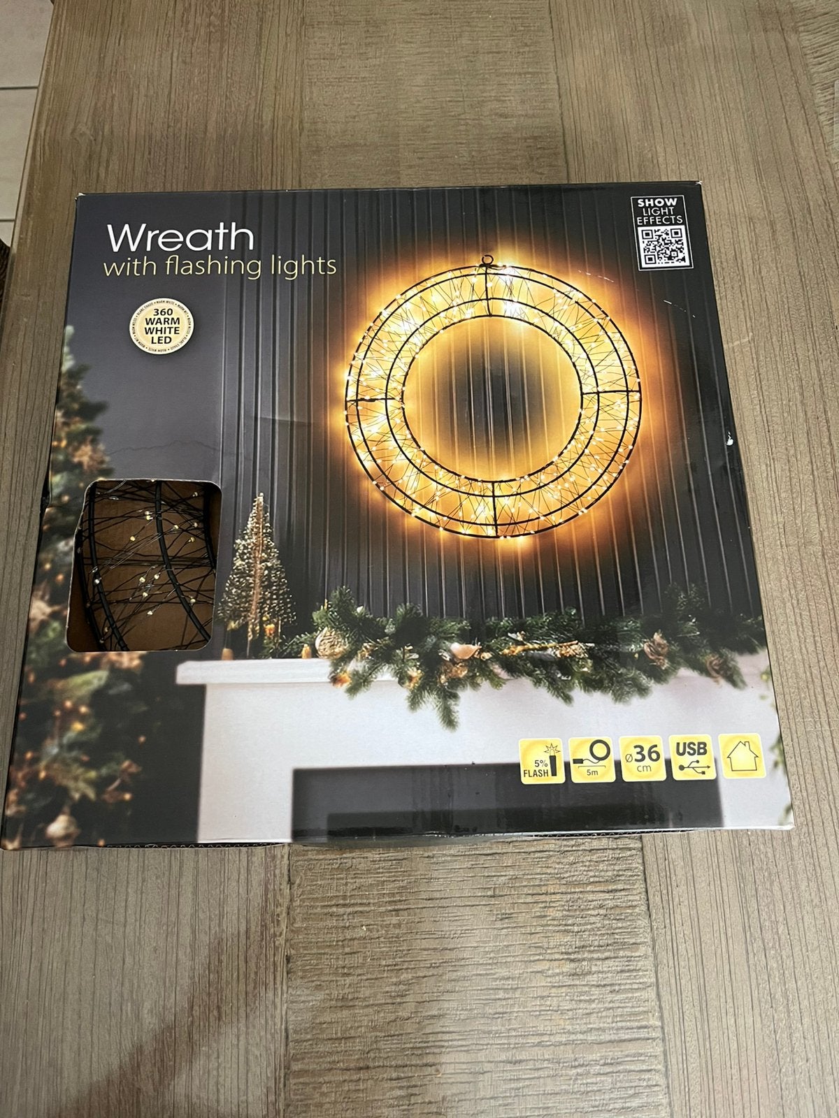 Licht-kerstkrans /decoratiekrans usbaansluiting, Overige merken, Zwart, USB-aansluiting, Nieuw
