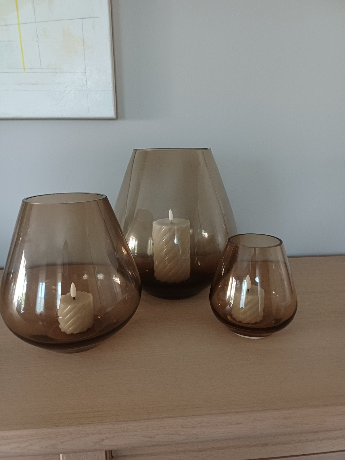 3 amberkleurige windlichten, Ophalen