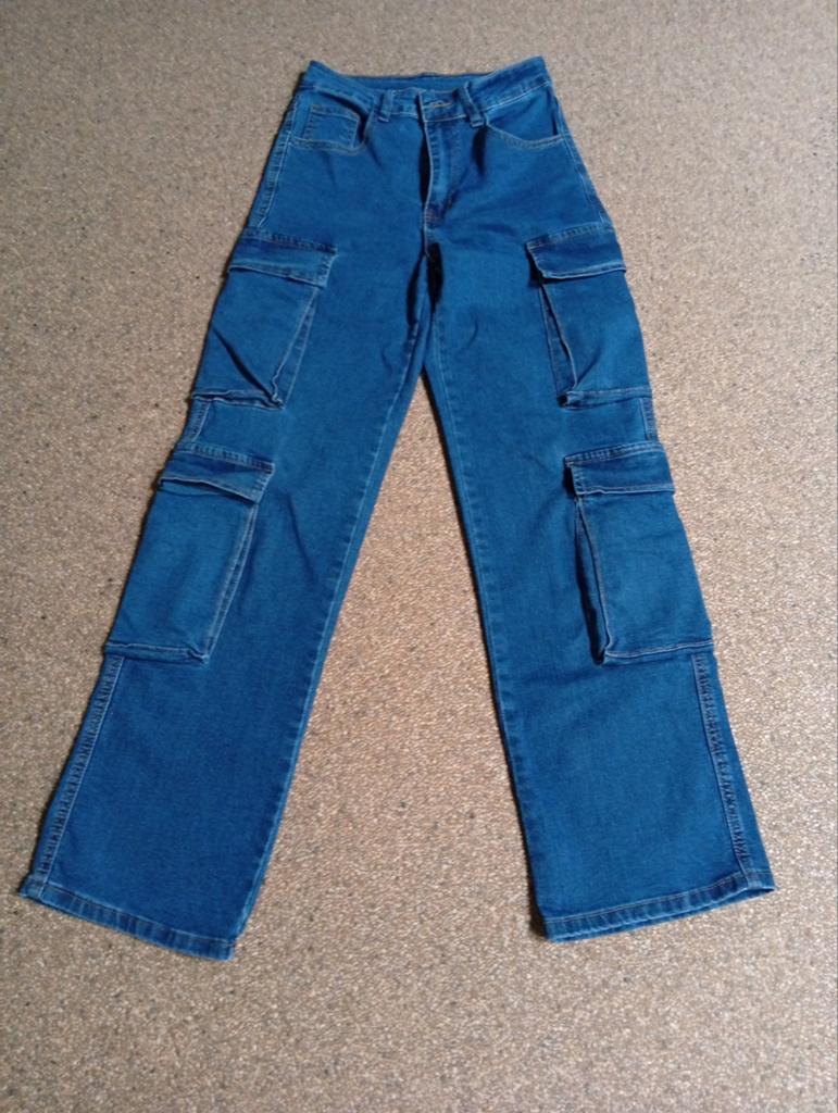 Nieuwe cargo jeans, Enlèvement, Neuf, Bleu, W27 (confection 34) ou plus petit