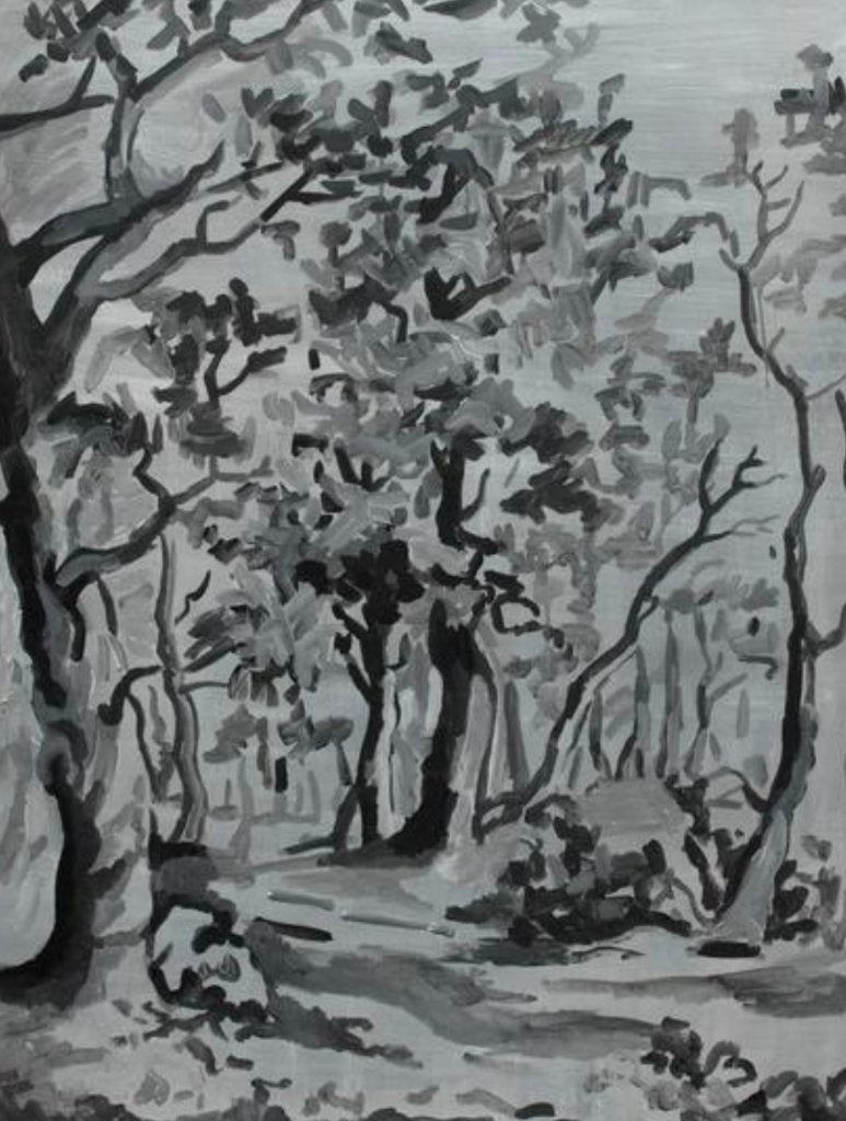 Schilderij van een bos, Antiquités & Art, Art | Peinture | Classique, Peinture acrylique, Panneau, Paysage, Signé