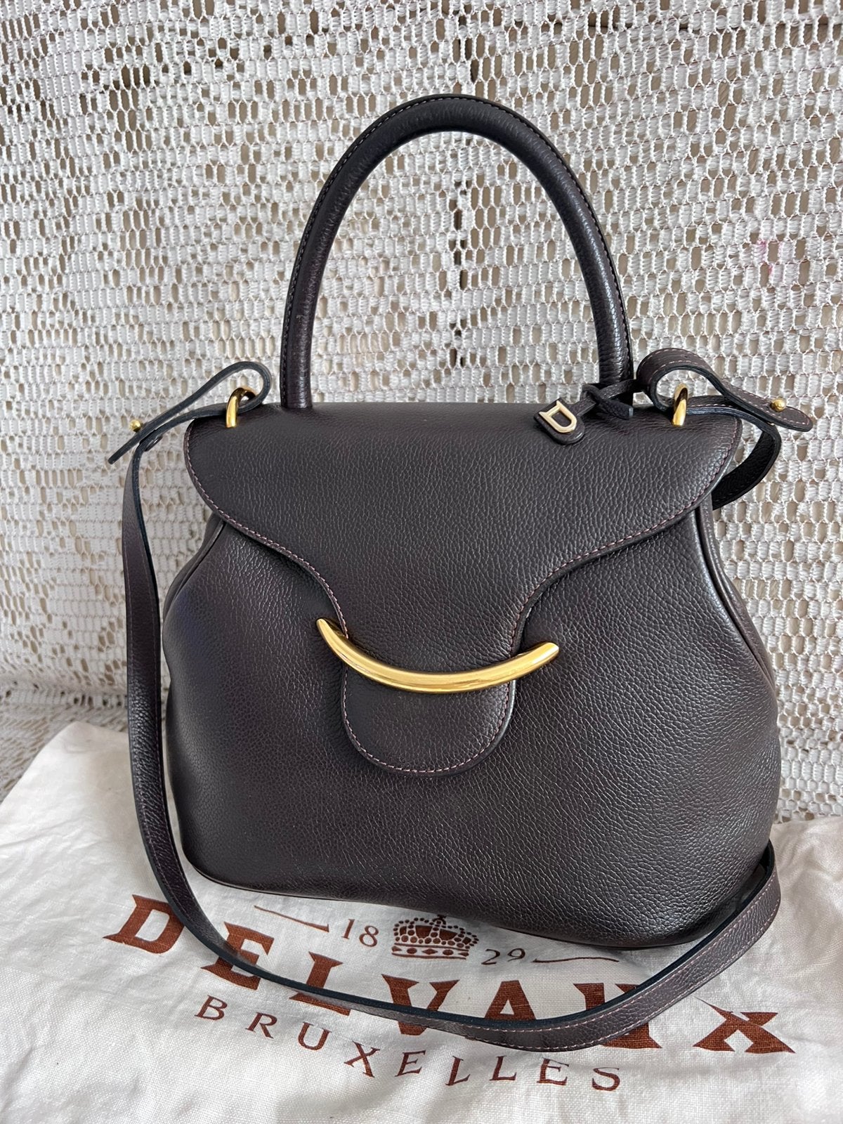 Sac DELVAUX modèle Baltimore cuir marron, Enlèvement ou Envoi, Comme neuf, Cuir
