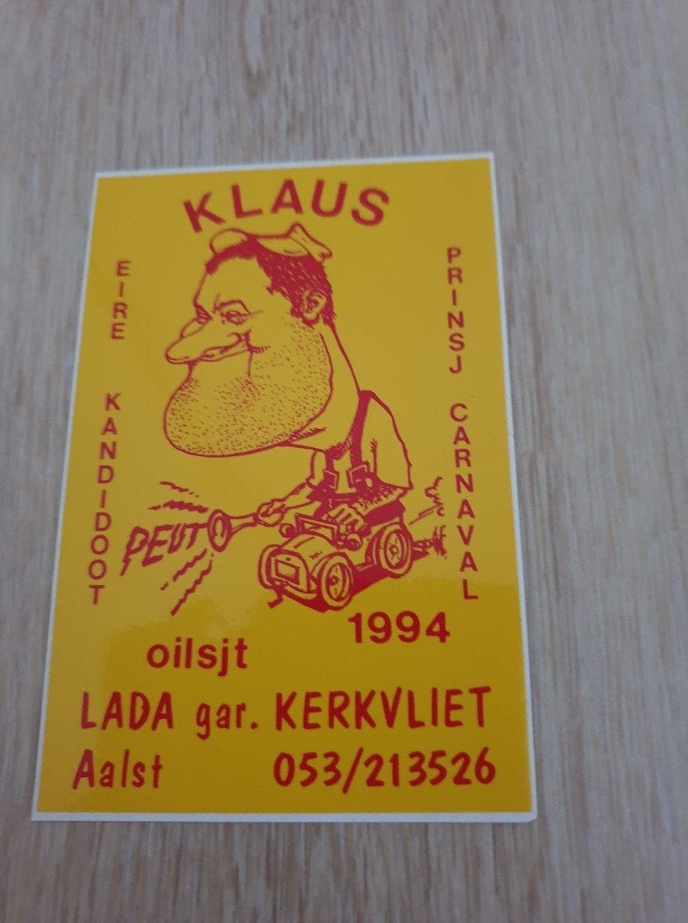 Carnaval Aalst sticker De Klaus 1994, Ophalen of Verzenden