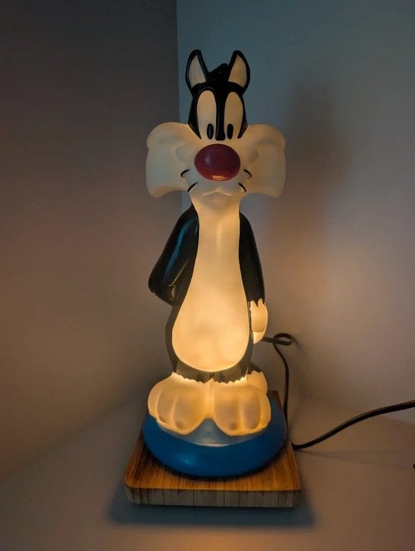 Vintage Looney Tunes Sylvester & Tweety Lamp, Huis en Inrichting, Kunststof, Gebruikt, Vintage, Nachtlamp