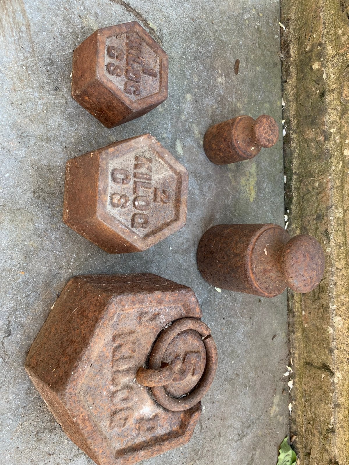 Antieke gietijzeren gewichten - vintage bascule gewichten, Ophalen of Verzenden