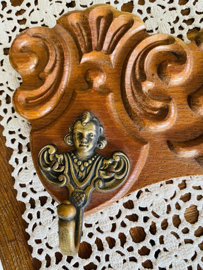 Houten wandkapstok. Eikenhout. 3 haken., Ophalen, Gebruikt, Hout, Wandkapstok