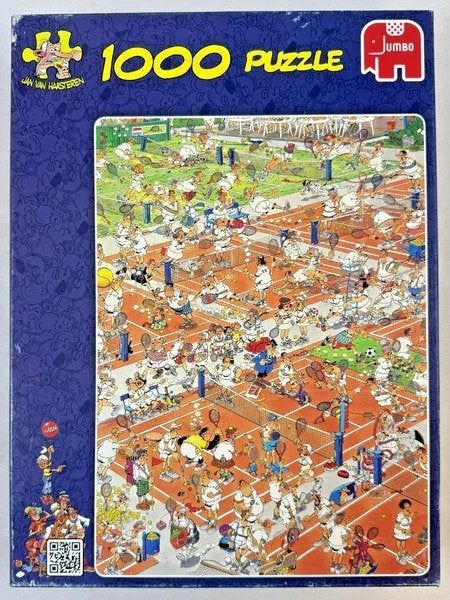 Jumbo Jan van Haasteren Puzzel Tennis 1000 stukjes compleet, Hobby en Vrije tijd, Verzenden, 500 t/m 1500 stukjes, Zo goed als nieuw