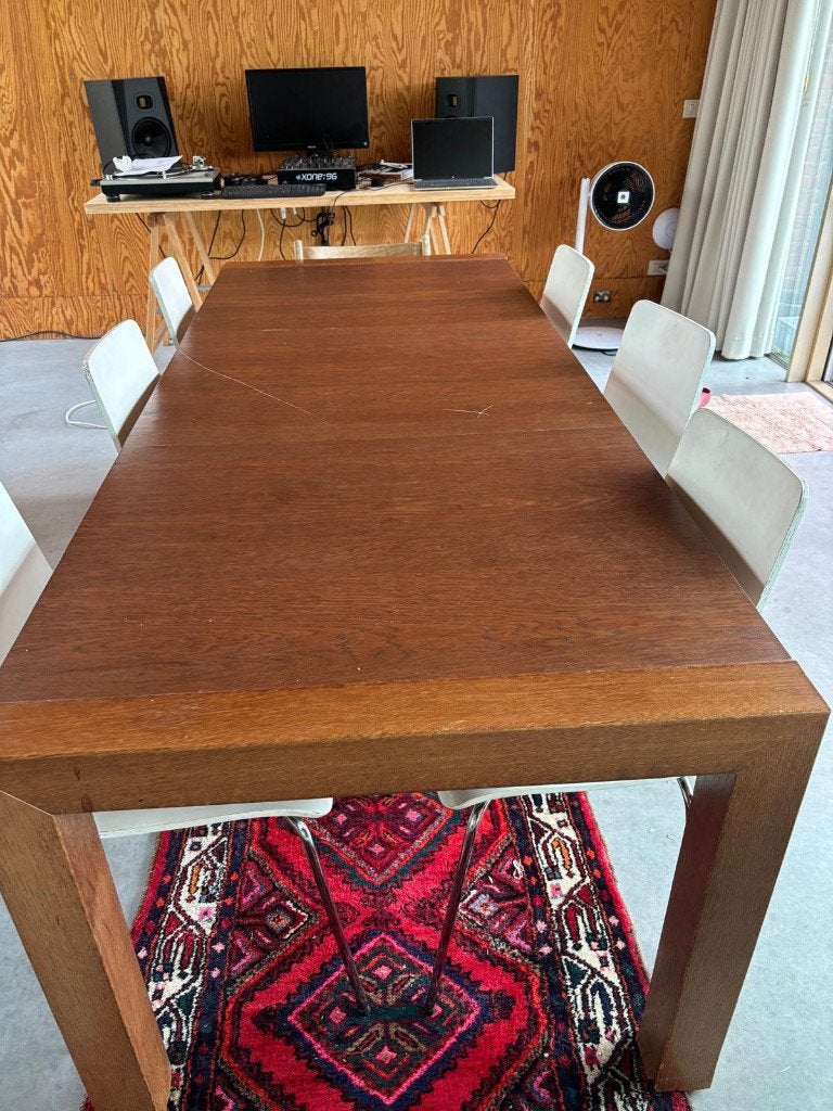 Eettafel met 6 stoelen, Ophalen, Gebruikt, 200 cm of meer, 50 tot 100 cm