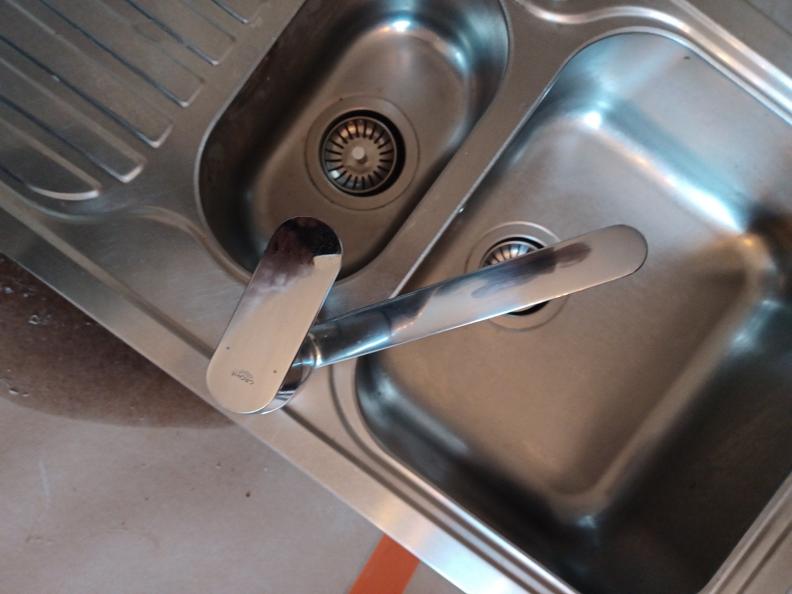 Perfect goede inox spoelbak met Grohe kraan., Ophalen