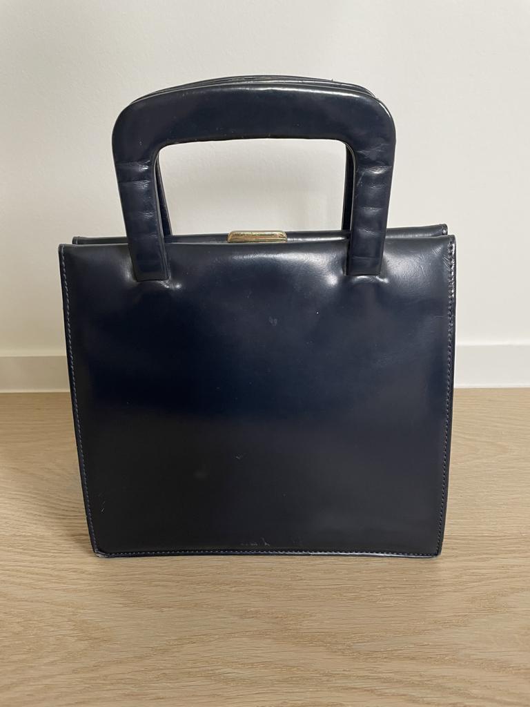 Vintage handtas blauw, Handtassen en Accessoires, Tassen | Damestassen, Ophalen, Gebruikt, Blauw, Handtas