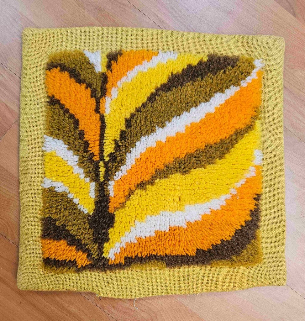 Smyrna kussen retro geel 38/38 cm, Huis en Inrichting, Woonaccessoires | Kussens, Gebruikt, Geel, Vierkant, Ophalen of Verzenden