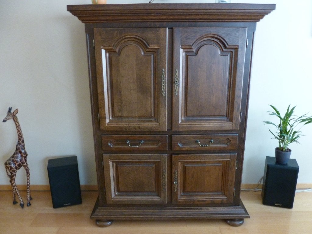 Mooie stijlvolle eiken Tv/barkast + hoge dressoir, Huis en Inrichting, Ophalen, Gebruikt, Klassiek / Rustiek, Eikenhout