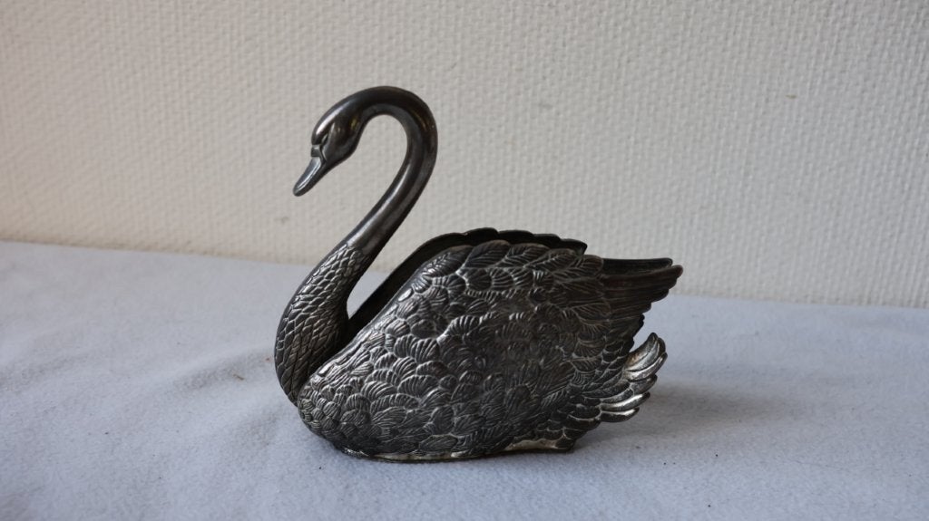 Vintage Verzilverde Servet Houder Zwaan, Antiek en Kunst, Ophalen of Verzenden