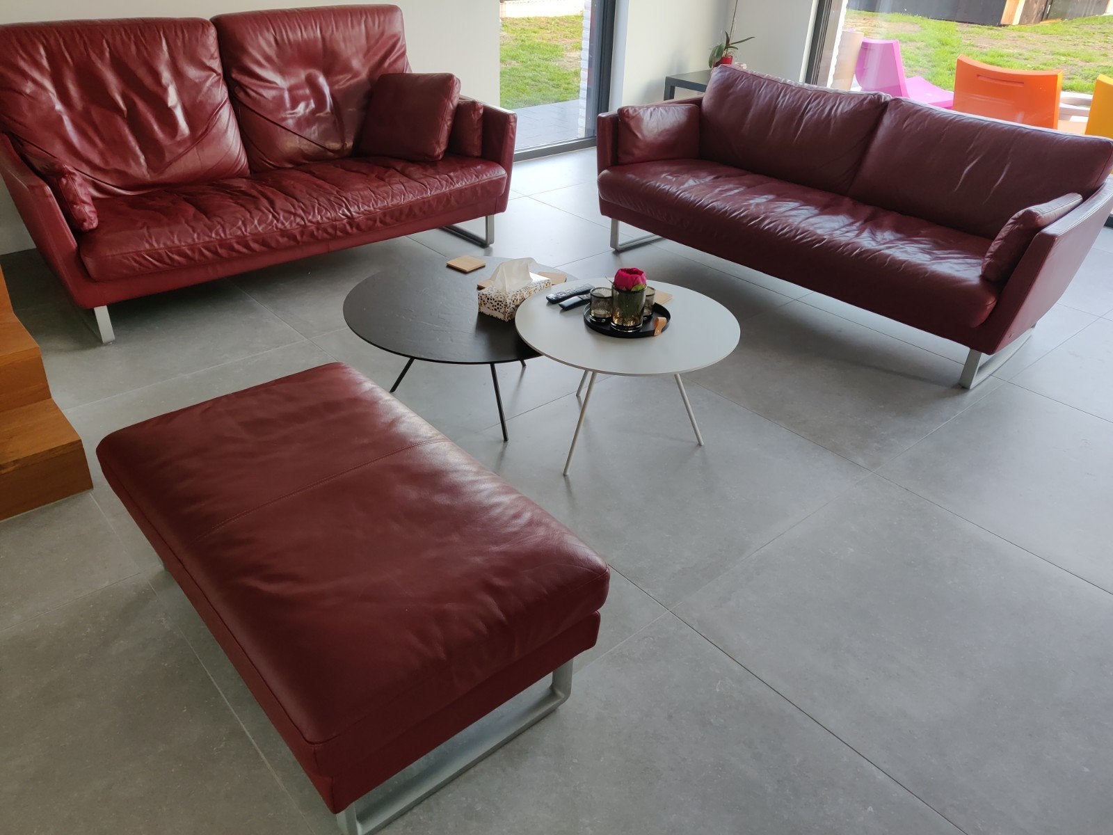 Sièges Rolf Benz avec pouf, Maison & Meubles, Enlèvement, Utilisé, Cuir, Modern