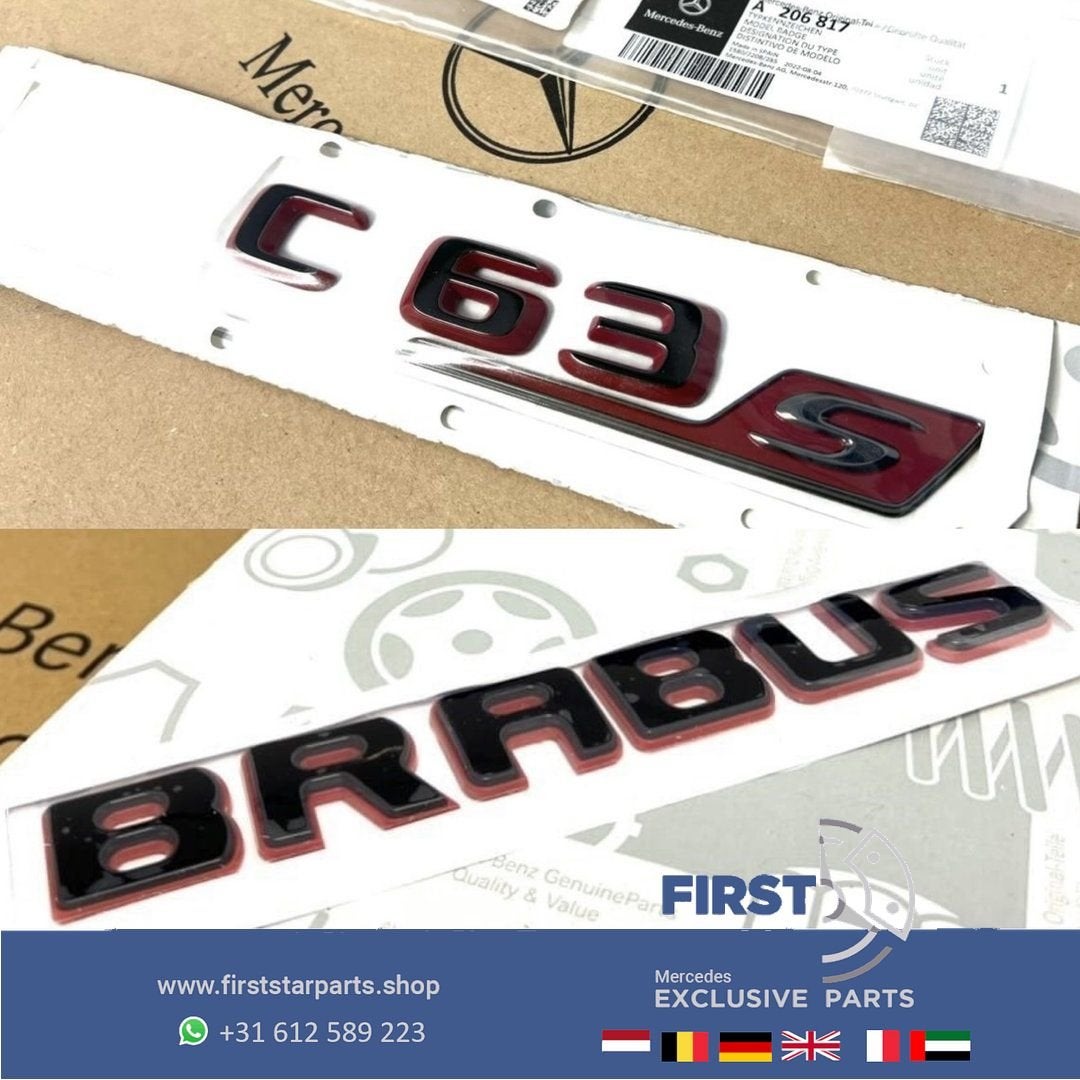 W205 W206 C63s BRABUS ROCKET LOGO’S ZWART / ROOD ACHTERKLEP