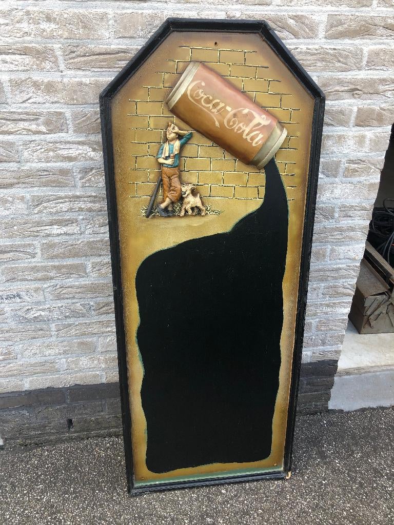 Assiette à Coca Cola Tintin Vintage bois 122,5 cm x 48,5 cm, Enlèvement ou Envoi, Panneau publicitaire