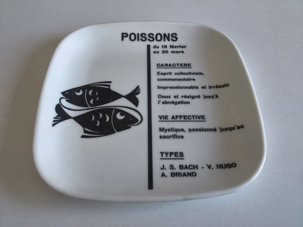 Ancien vide poche en mélaminé signe astrologique POISSONS, Enlèvement ou Envoi