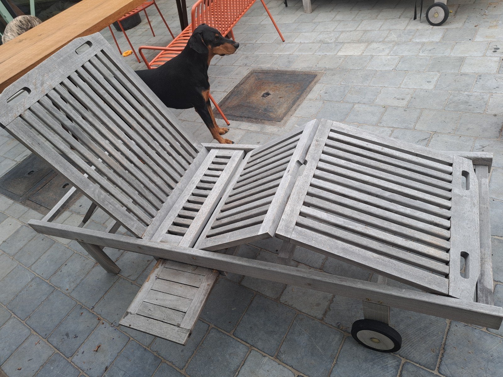 teak houten ligstoel, Ophalen, Hardhout, Stoel